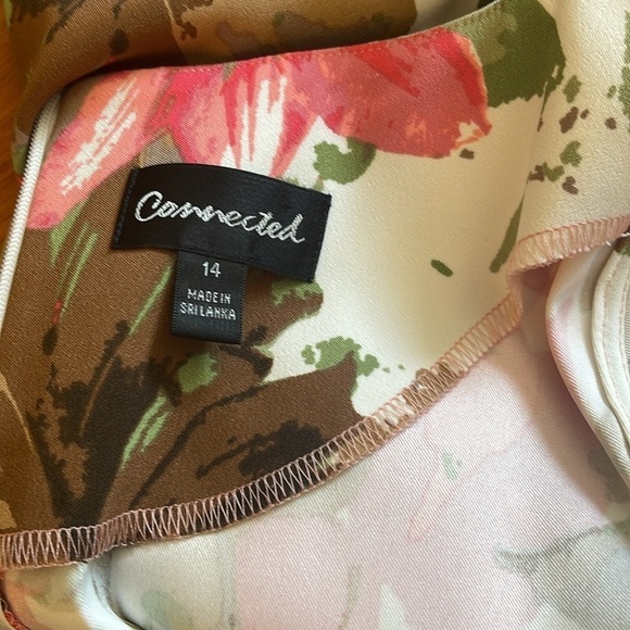 Connected Sz 14 hibiscus sleeveless print shift dress with back zipper - Picture 5 of 7